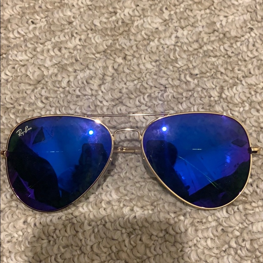 Rayban blue reflective aviator sunglasses